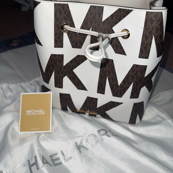 Michael Kors Handbags - Michael Kors White and Brown Shoulder Bag